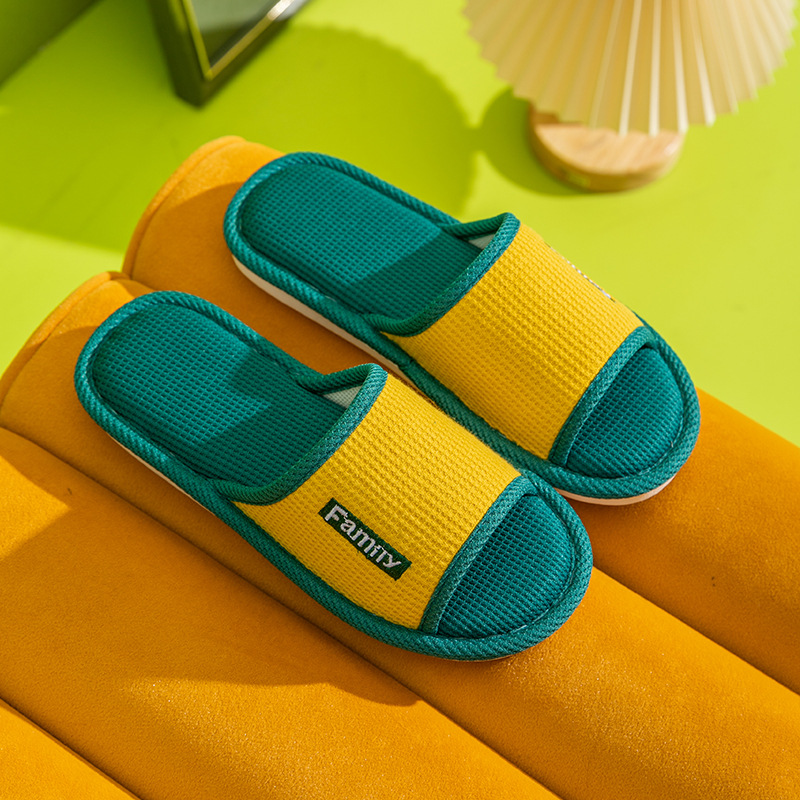 Women Shoes Mules - Waffle Linen Slippers Women Men Sweat