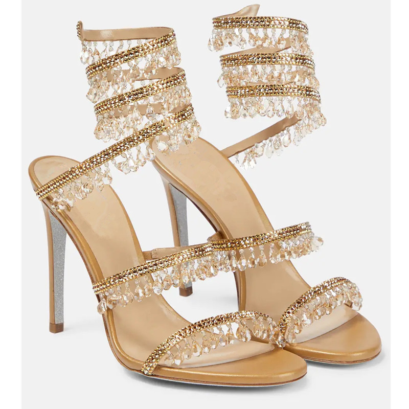 Sexy Green Crystal Fringe Stil - Ankle Strap Heels ulasan dan harga