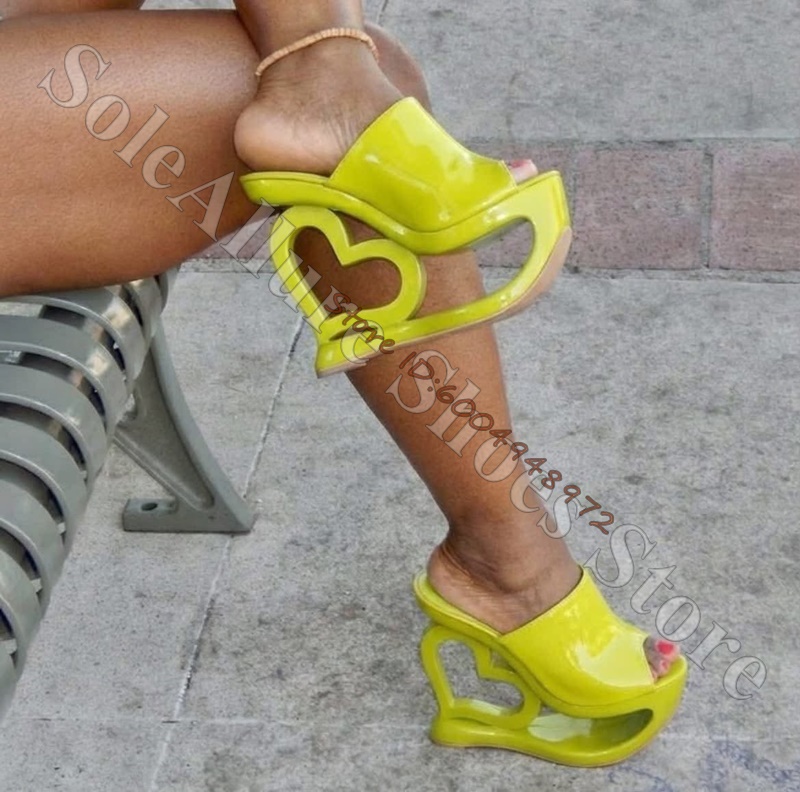 Patent Leather Heart Hollow Sc - Women Shoes Mules ulasan dan harga