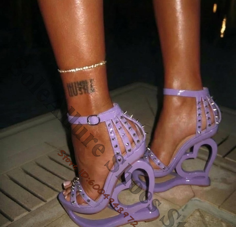 Hot Pink Spike Stud Caged Hear - Ankle Strap Heels ulasan dan harga