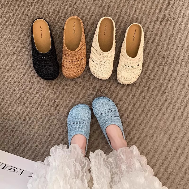 Women Raffia Woven Mule Slippe - Women Shoes Mules ulasan dan harga