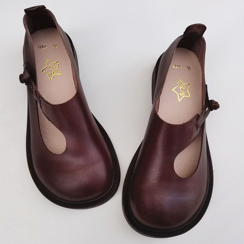 Careaymade-Genuine Leather Big - Women Shoes With Heels ulasan dan harga
