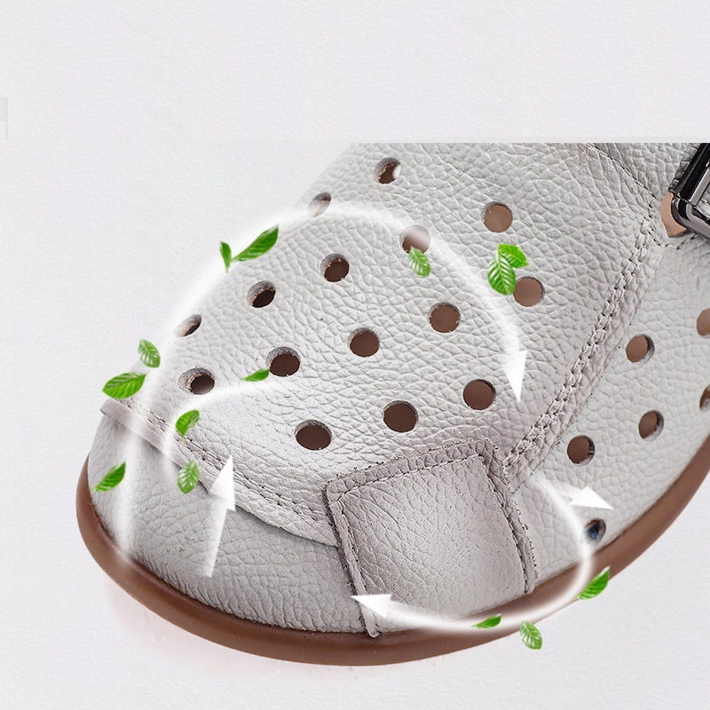 New Cow Leather Low Heel Sanda - Women Shoes Mules ulasan dan harga