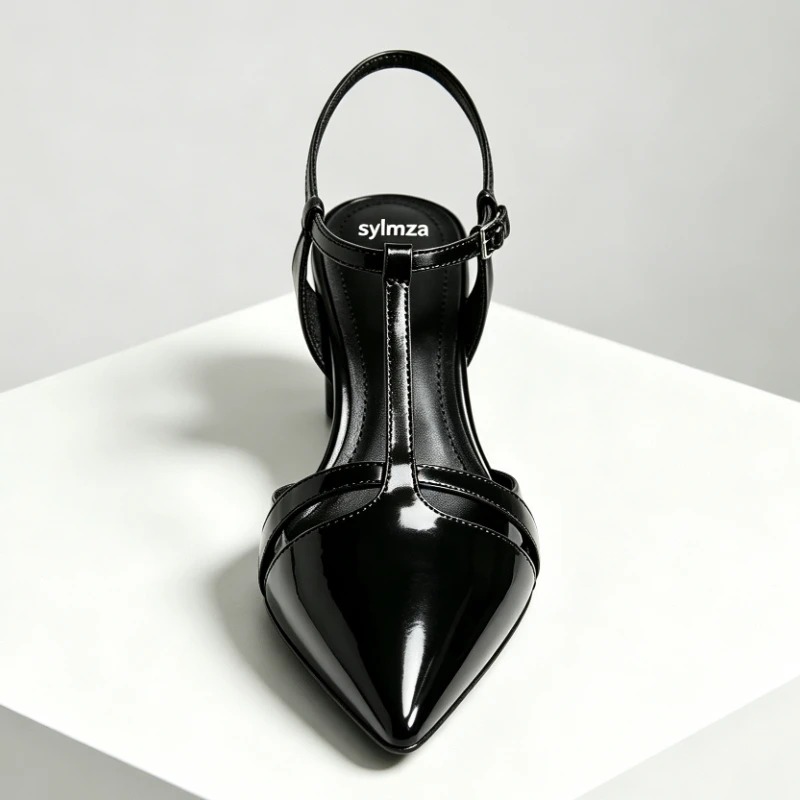 Patent Leather Kitten Heel Wom - Ankle Strap Heels ulasan dan harga